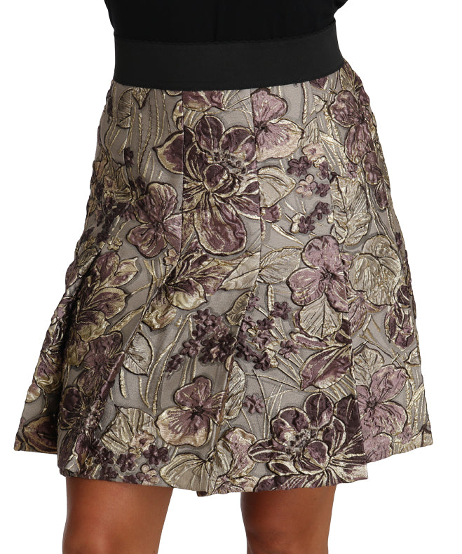 Falda Jacquard Dolce & Gabbana Mini Acampanada con Estampado Floral