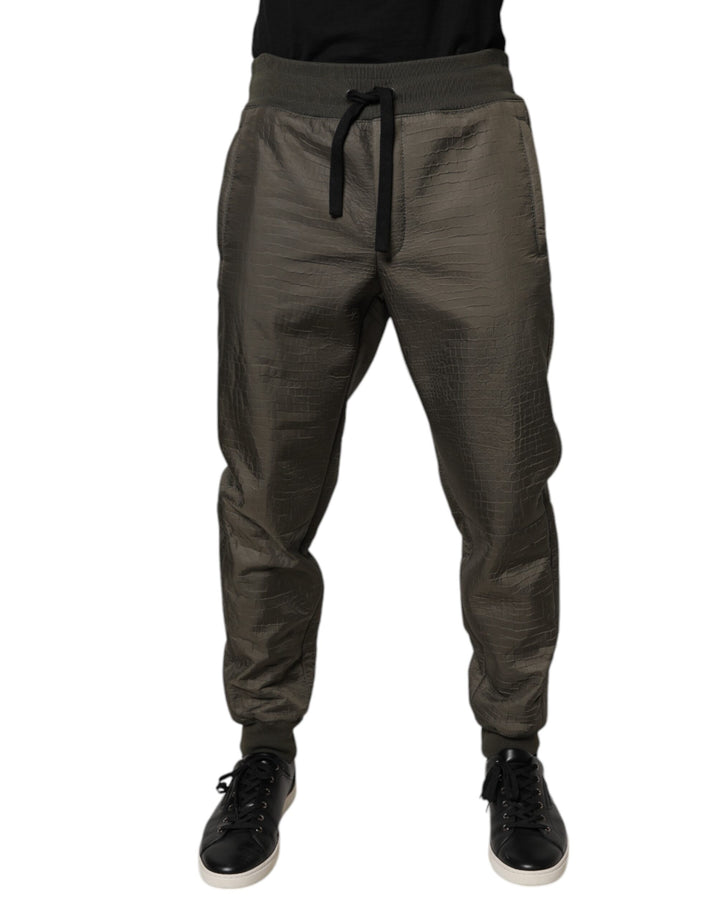 Pantalones de chándal Dolce & Gabbana de cuero de cordero marrón para hombre