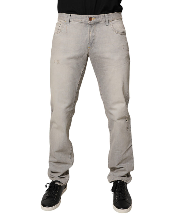 Dolce & Gabbana Vaqueros pitillo de algodón gris claro