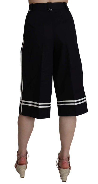 Pantalon court orné en coton noir Dolce & Gabbana