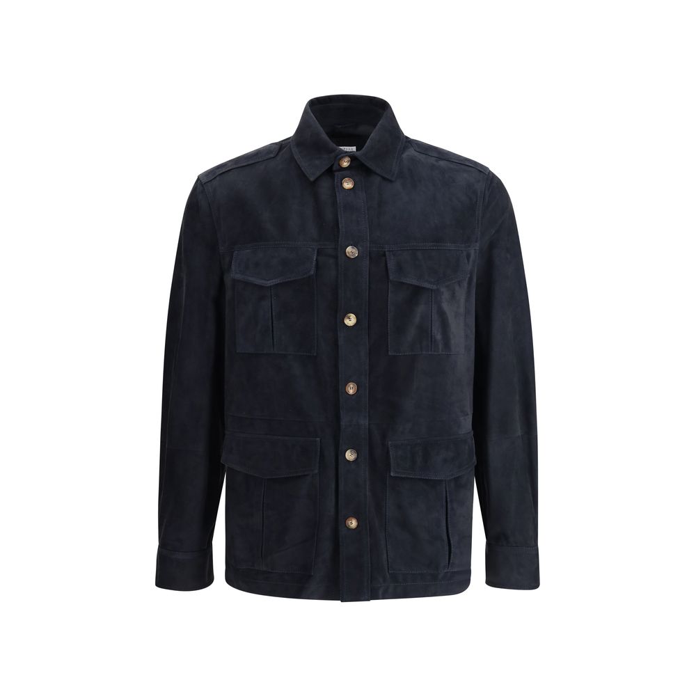 Veste-chemise en cuir suédé Brunello Cucinelli