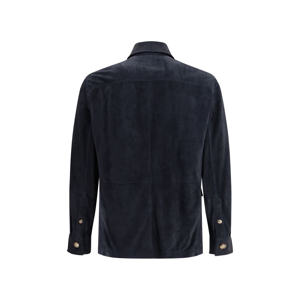 Veste-chemise en cuir suédé Brunello Cucinelli