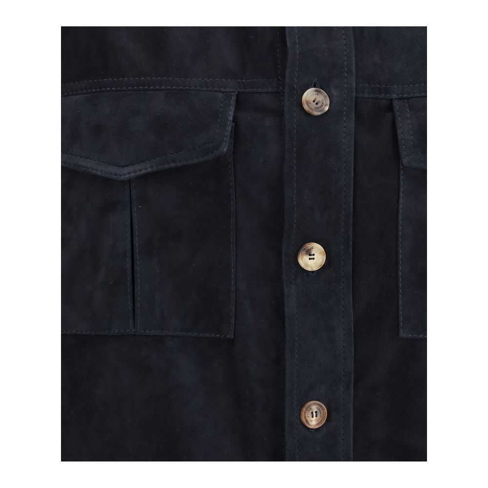 Veste-chemise en cuir suédé Brunello Cucinelli
