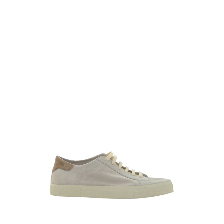 Zapatillas de cuero blancas cremosas Brunello Cucinelli