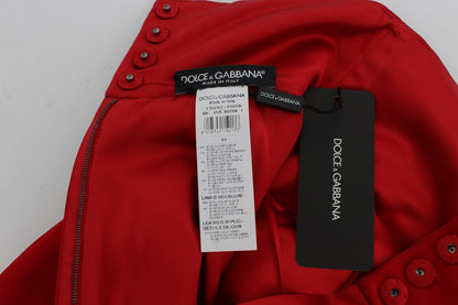Shorts Dolce & Gabbana en soie rouge à roses de cristal