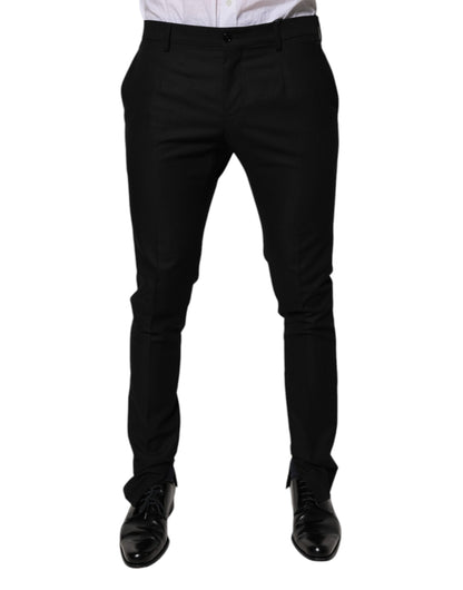 Dolce & Gabbana Pantalones de Vestir Formales de Lana Virgen Negros Skinny para Hombre