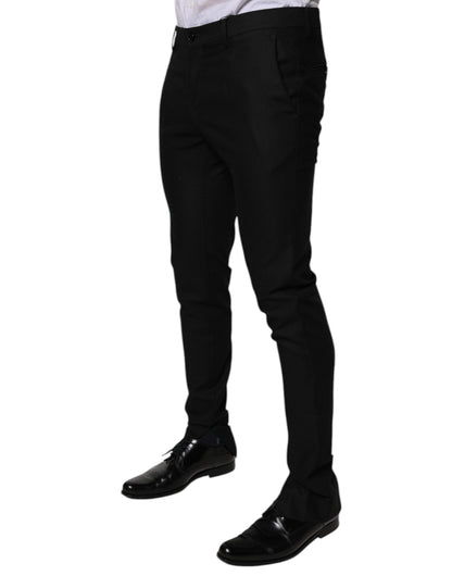 Dolce & Gabbana Pantalones de Vestir Formales de Lana Virgen Negros Skinny para Hombre