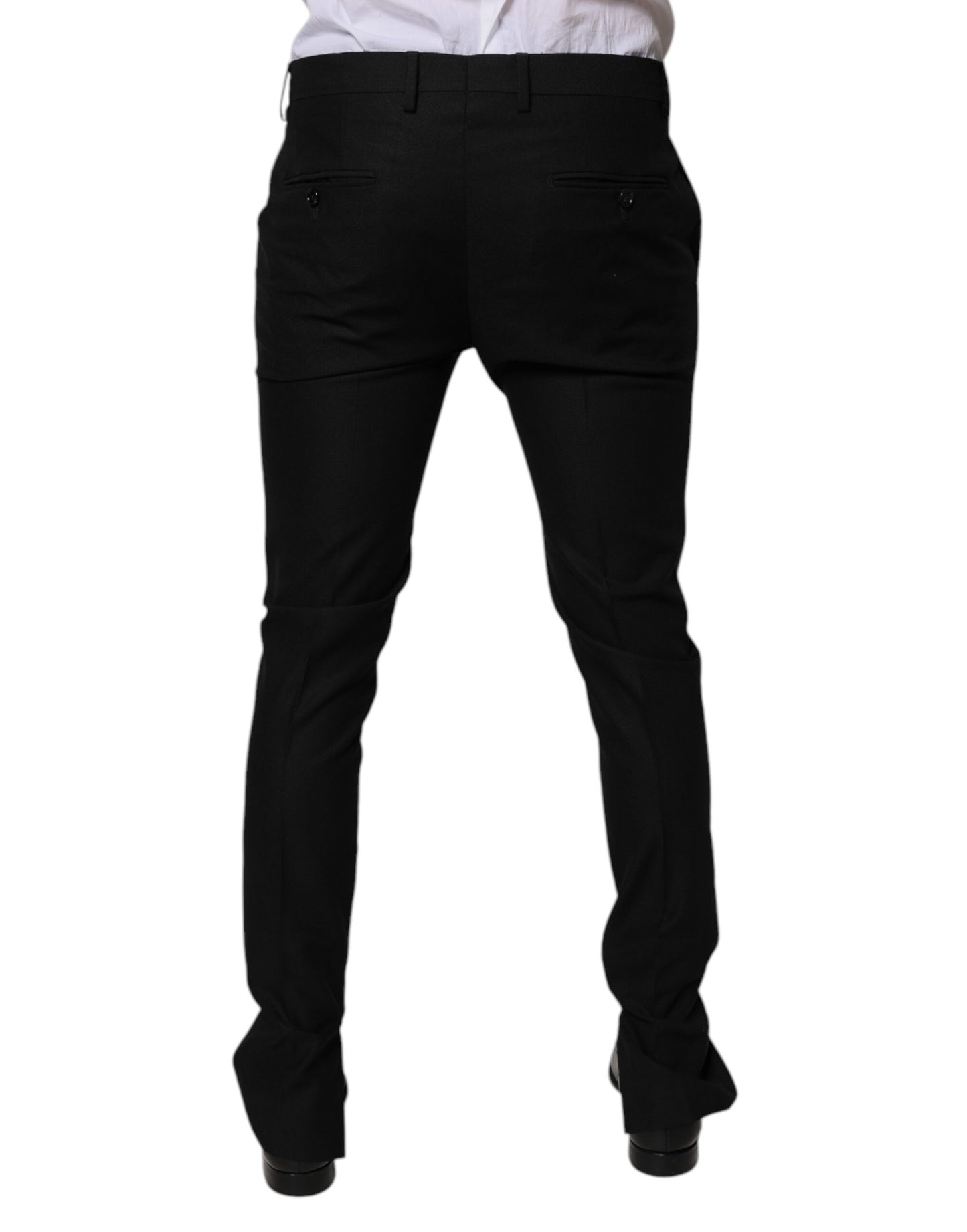 Dolce & Gabbana Pantalones de Vestir Formales de Lana Virgen Negros Skinny para Hombre