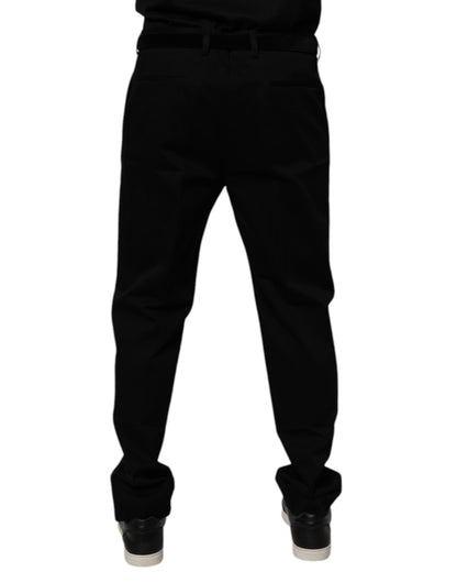 Pantalon de cérémonie slim noir en coton pour homme Dolce & Gabbana