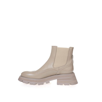 Alexander McQueen Beige Leather Chelsea Boots