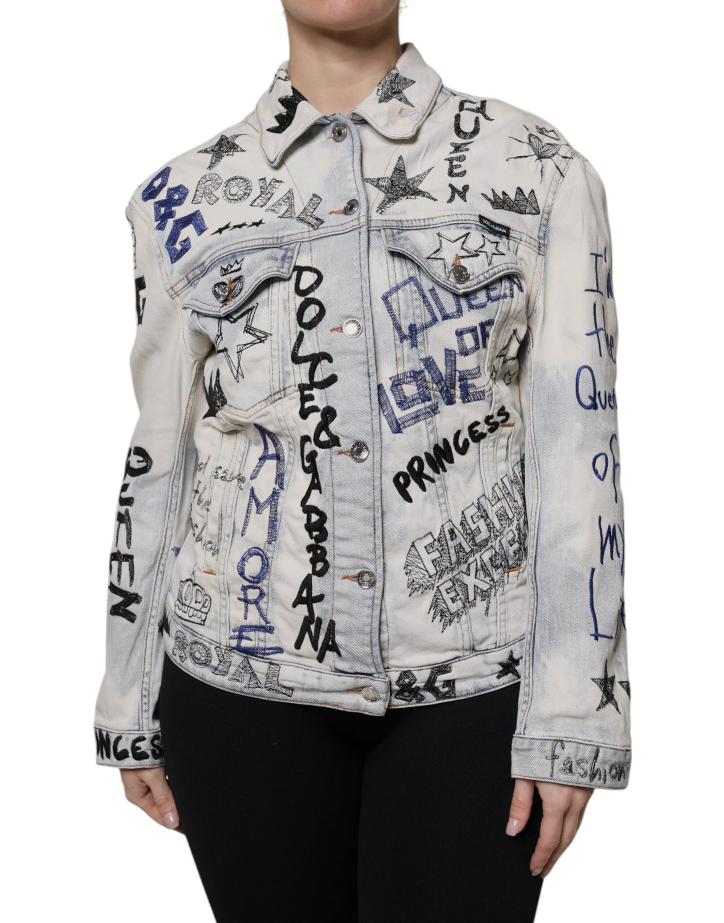 Chaqueta vaquera con botones Dolce & Gabbana Light Blue Graffiti