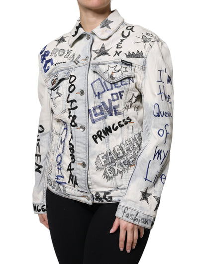 Chaqueta vaquera con botones Dolce & Gabbana Light Blue Graffiti