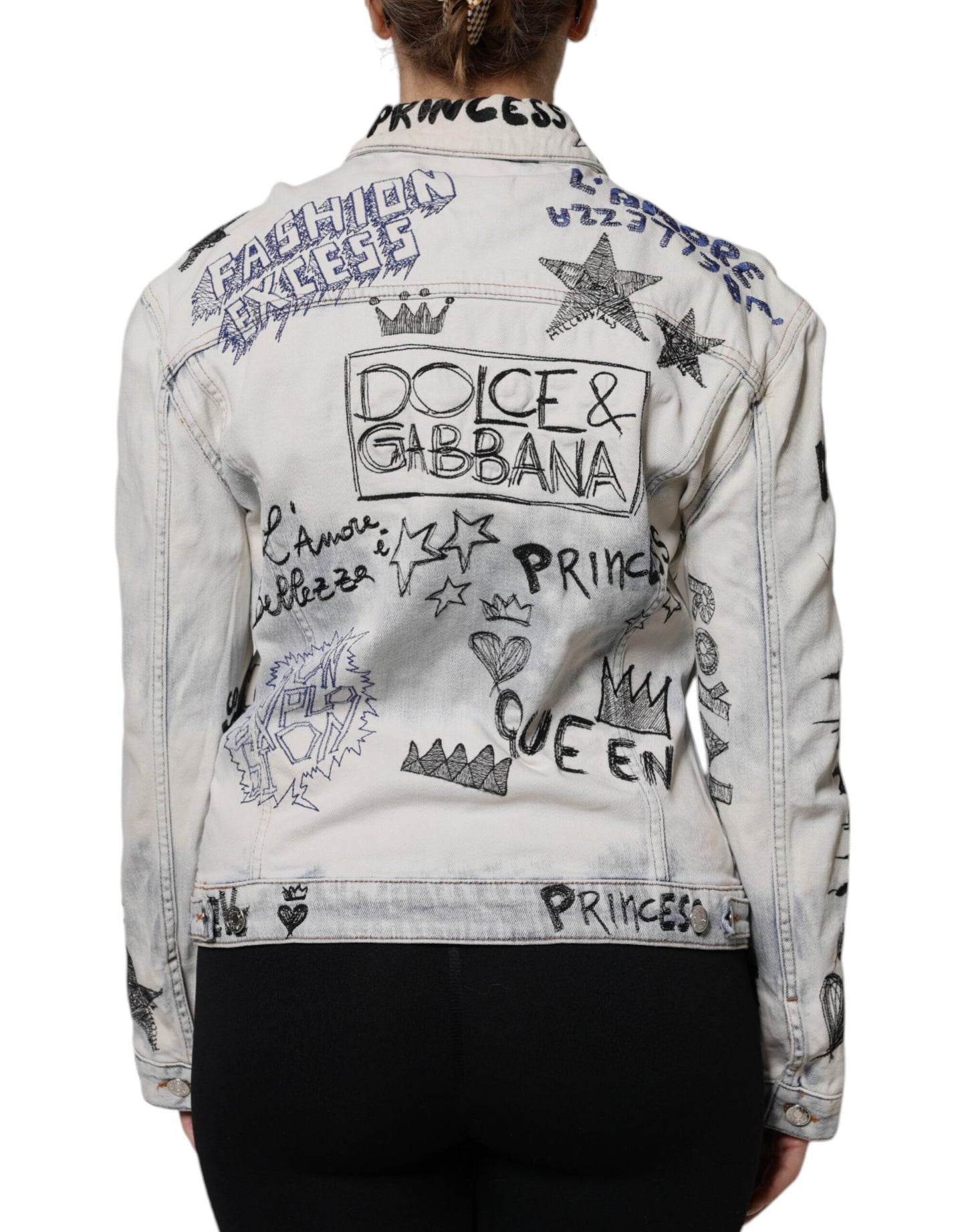 Chaqueta vaquera con botones Dolce & Gabbana Light Blue Graffiti