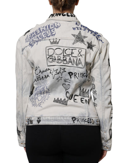 Chaqueta vaquera con botones Dolce & Gabbana Light Blue Graffiti