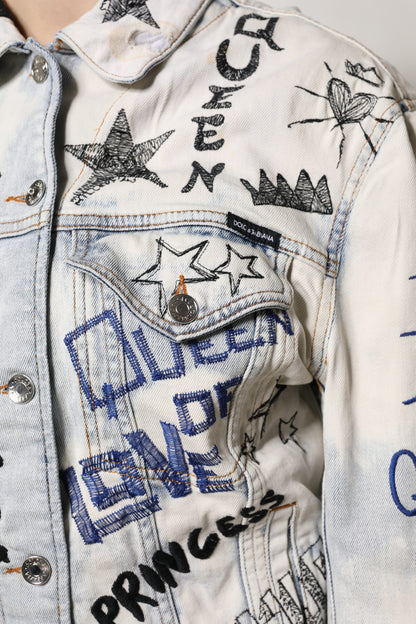 Chaqueta vaquera con botones Dolce & Gabbana Light Blue Graffiti