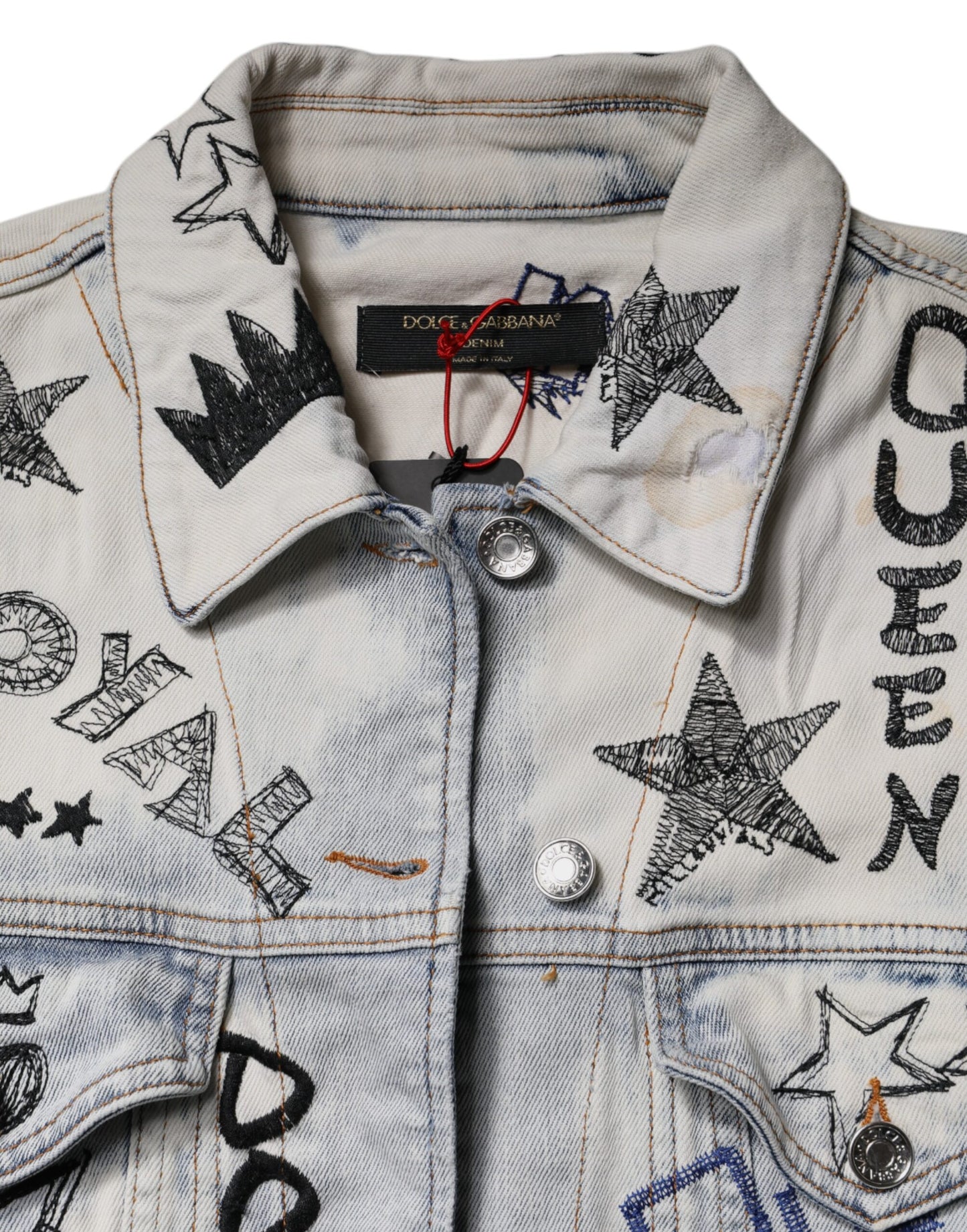 Chaqueta vaquera con botones Dolce & Gabbana Light Blue Graffiti