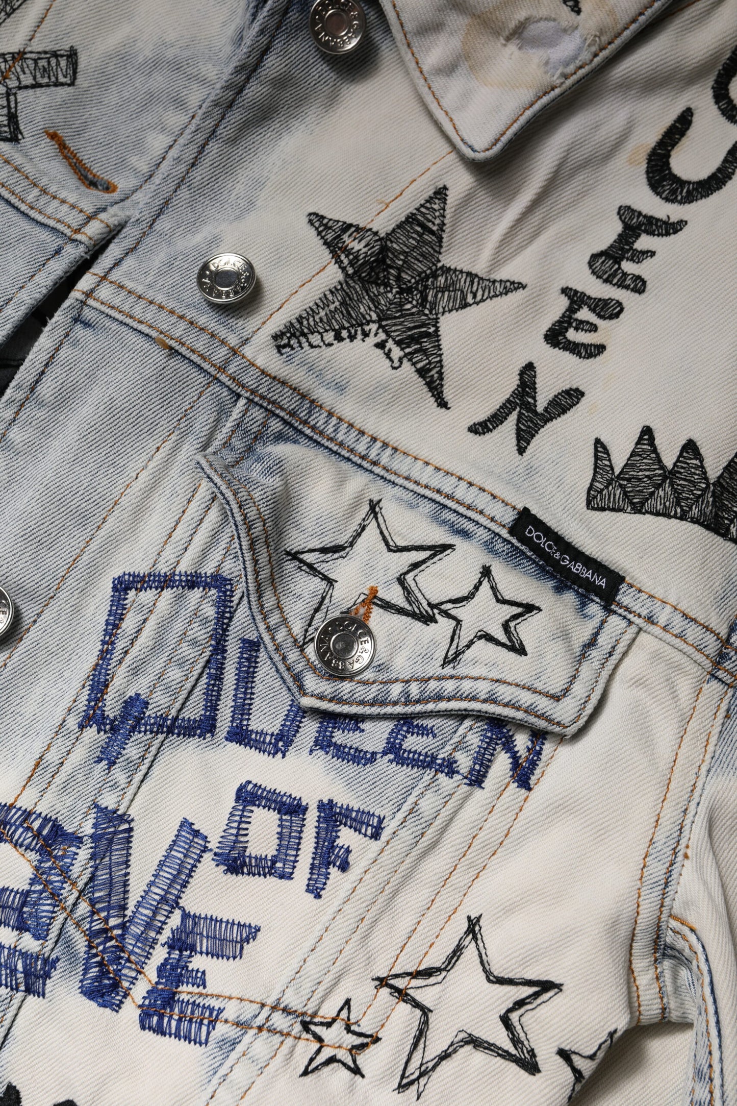 Chaqueta vaquera con botones Dolce & Gabbana Light Blue Graffiti