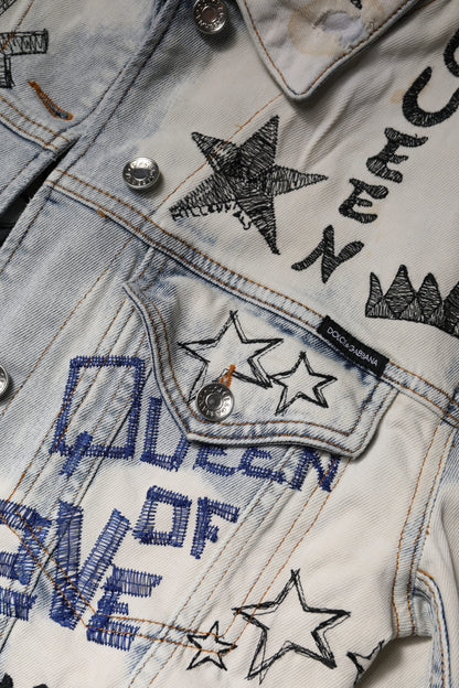 Chaqueta vaquera con botones Dolce & Gabbana Light Blue Graffiti