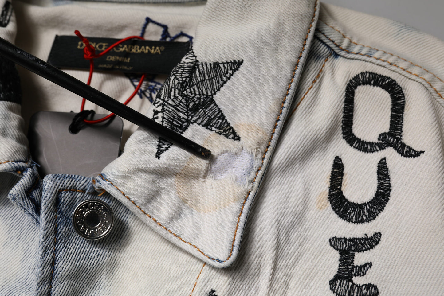 Chaqueta vaquera con botones Dolce & Gabbana Light Blue Graffiti