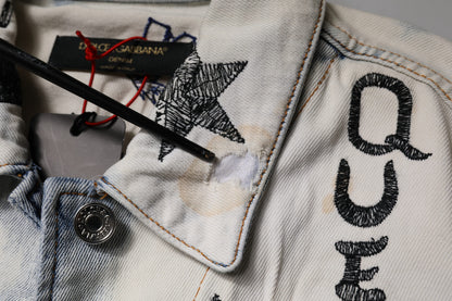 Chaqueta vaquera con botones Dolce & Gabbana Light Blue Graffiti