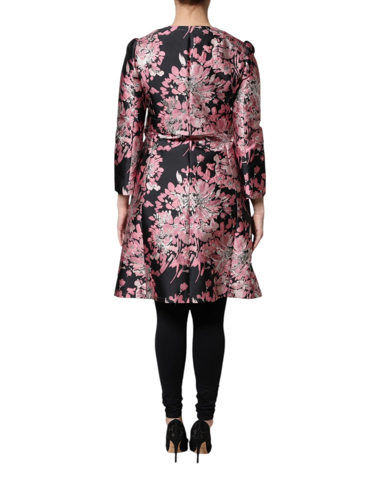 Manteau Trench Dolce & Gabbana Rose Noir Brocart Floral