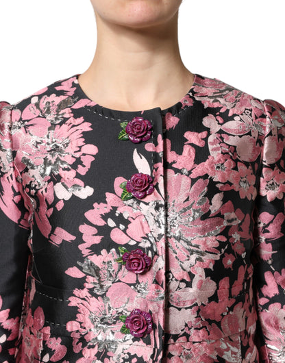 Manteau Trench Dolce & Gabbana Rose Noir Brocart Floral