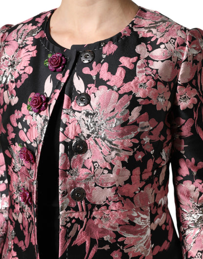 Manteau Trench Dolce & Gabbana Rose Noir Brocart Floral