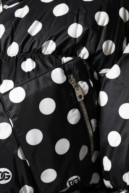 Doudoune Dolce & Gabbana à pois noirs et blancs avec fermeture éclair intégrale
