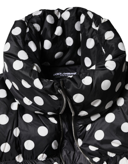 Doudoune Dolce & Gabbana à pois noirs et blancs avec fermeture éclair intégrale
