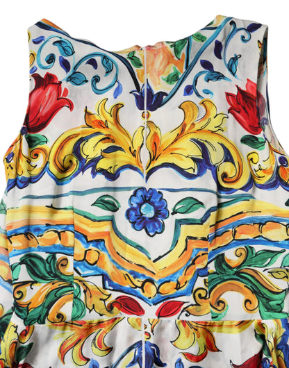 Robe longue Dolce & Gabbana multicolore Majolique à manches courtes