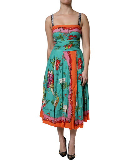 Robe Midi Sans Manches Dolce & Gabbana en Soie Imprimée Multicolore
