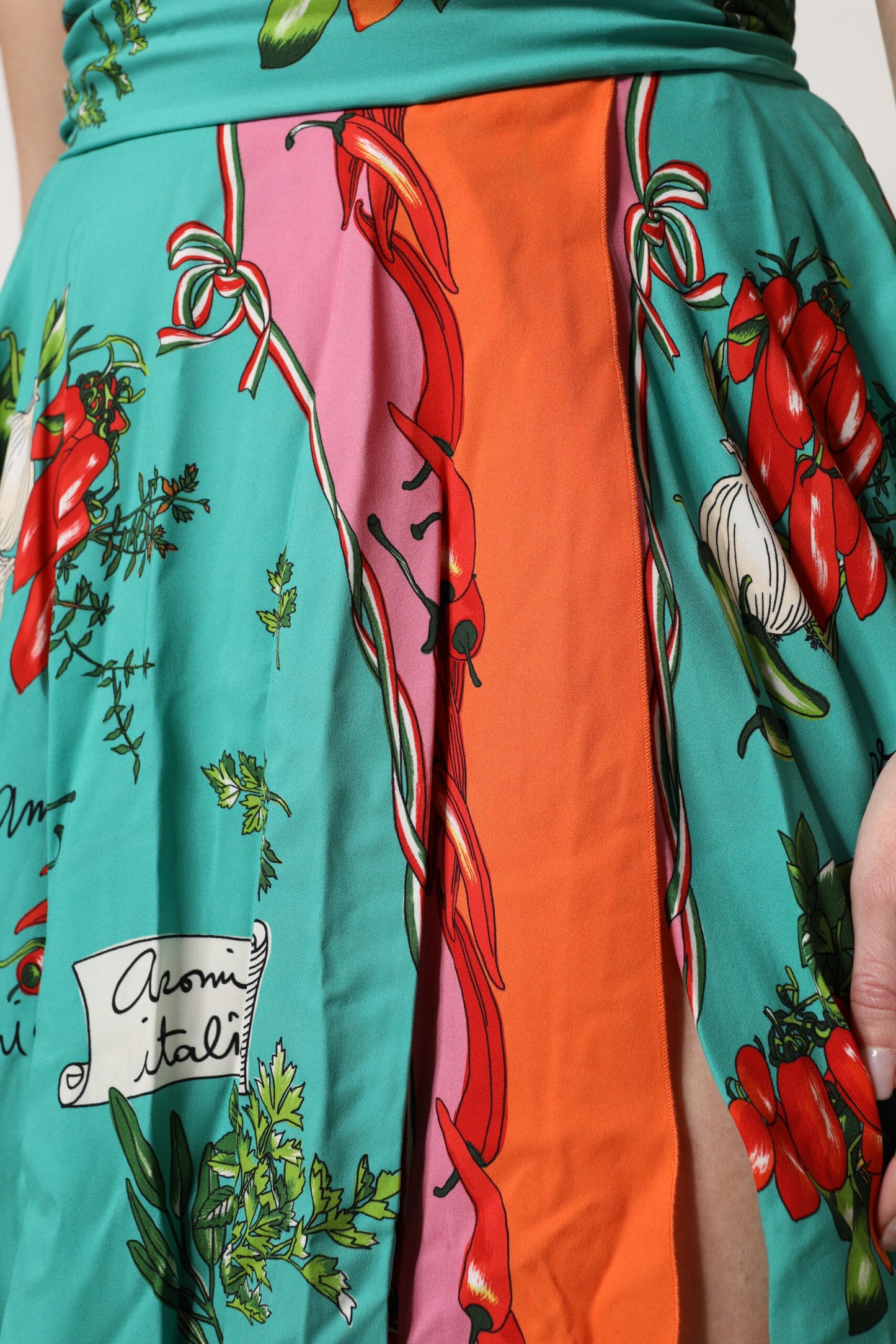 Robe Midi Sans Manches Dolce & Gabbana en Soie Imprimée Multicolore