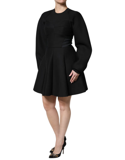 Minivestido Dolce & Gabbana negro de algodón de manga larga acampanado