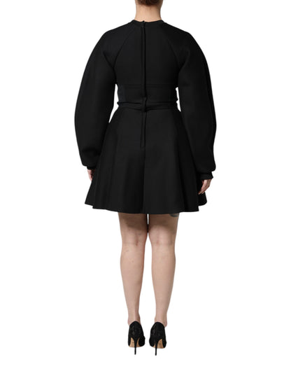 Minivestido Dolce & Gabbana negro de algodón de manga larga acampanado