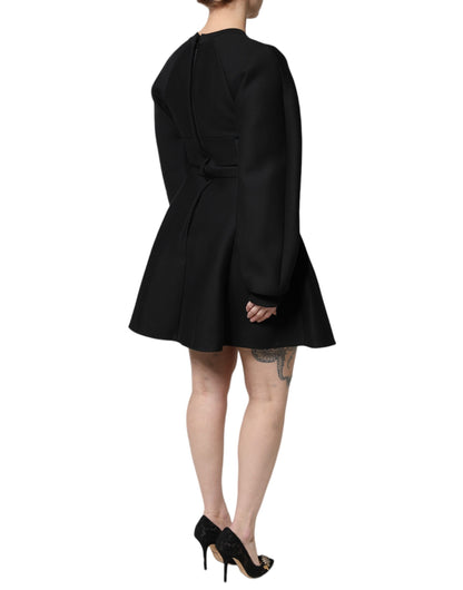Minivestido Dolce & Gabbana negro de algodón de manga larga acampanado
