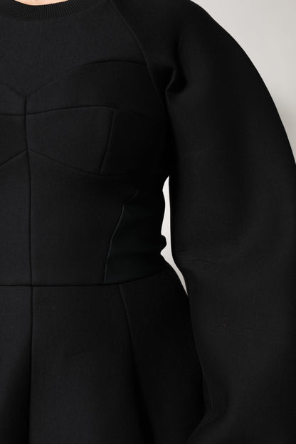 Minivestido Dolce & Gabbana negro de algodón de manga larga acampanado