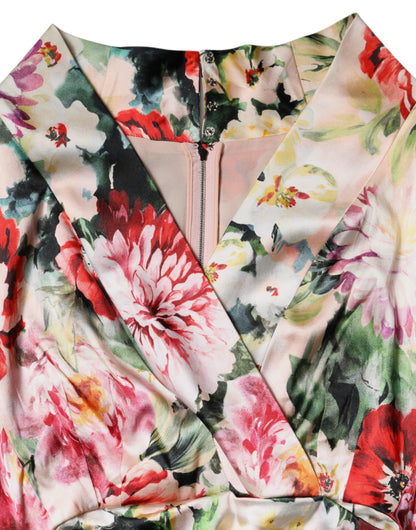 Robe fourreau midi Dolce & Gabbana à manches courtes et motif floral multicolore
