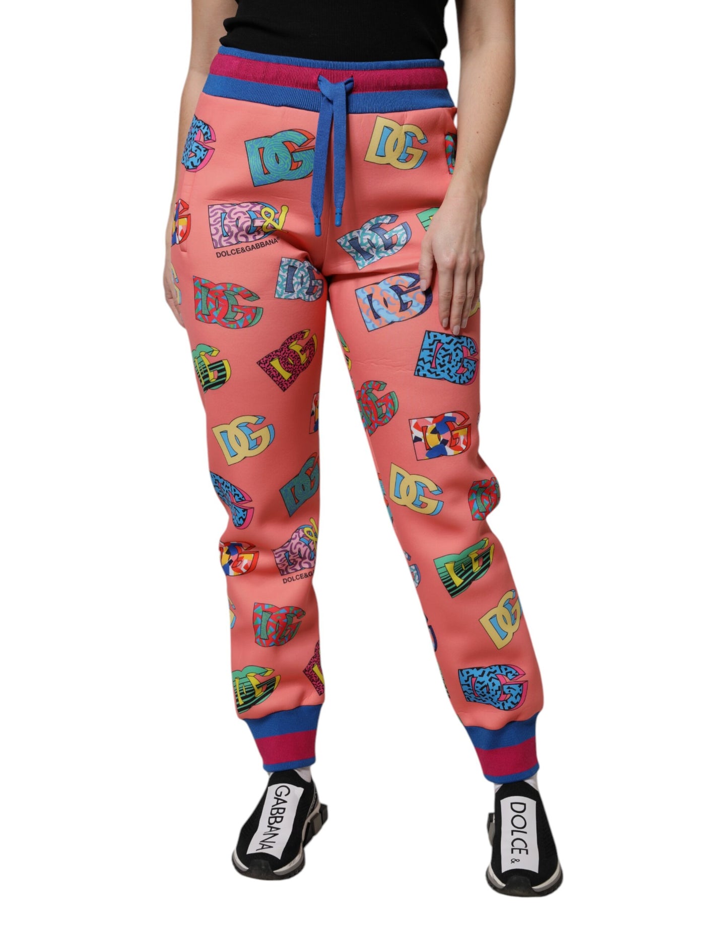 Pantalon de jogging Dolce & Gabbana rose à monogramme logo