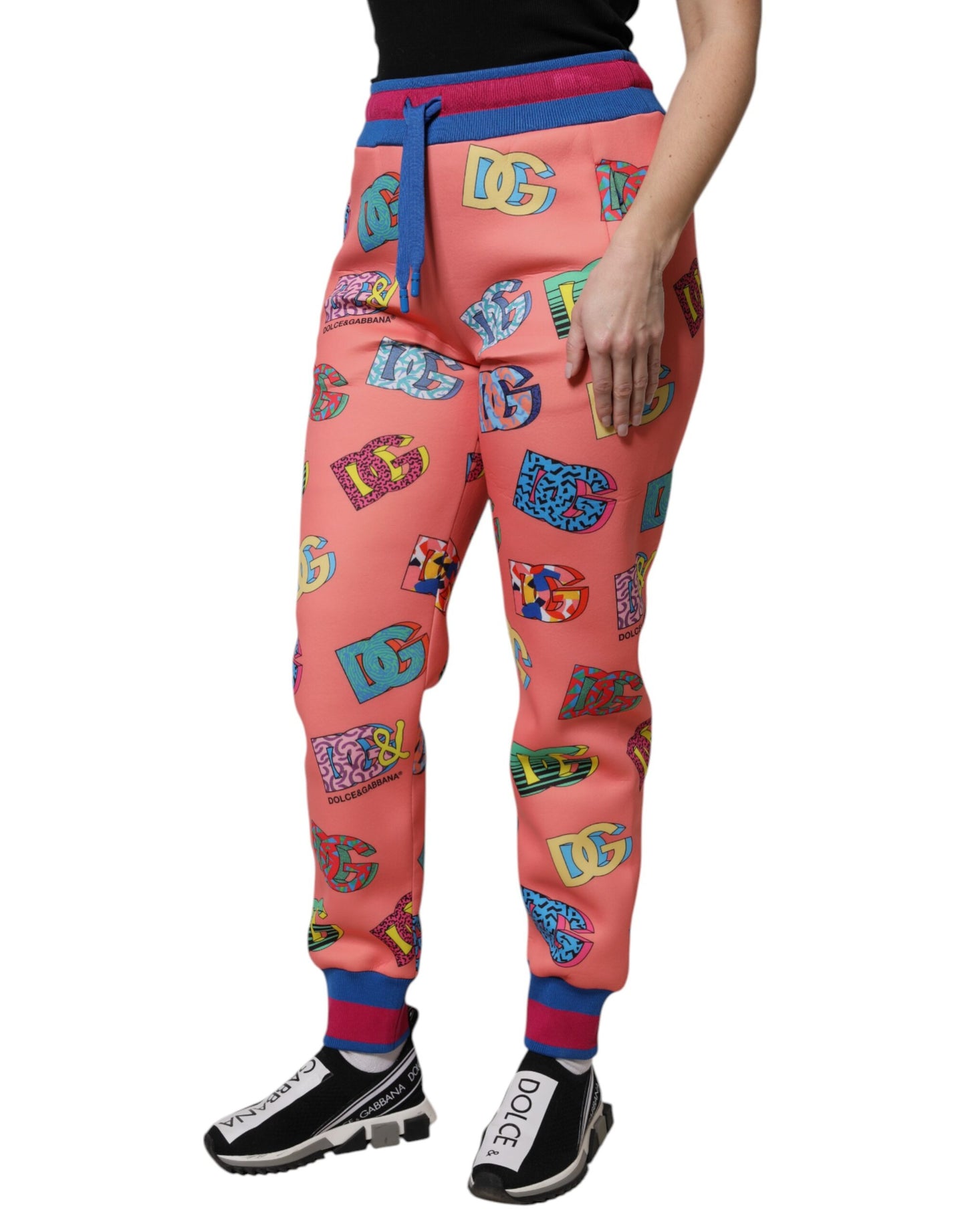 Pantalon de jogging Dolce & Gabbana rose à monogramme logo