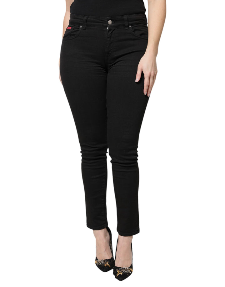 Jean slim taille haute en coton noir Dolce & Gabbana