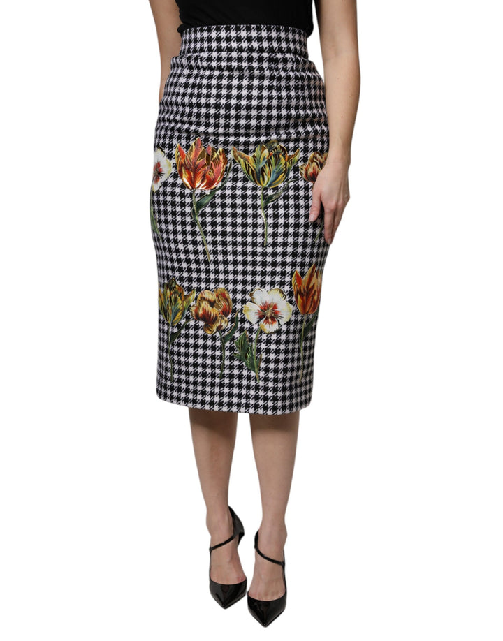 Falda de tubo de talle alto con estampado floral multicolor de Dolce & Gabbana