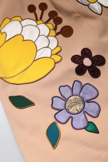 Falda Dolce & Gabbana beige floral de corte lápiz y cintura alta