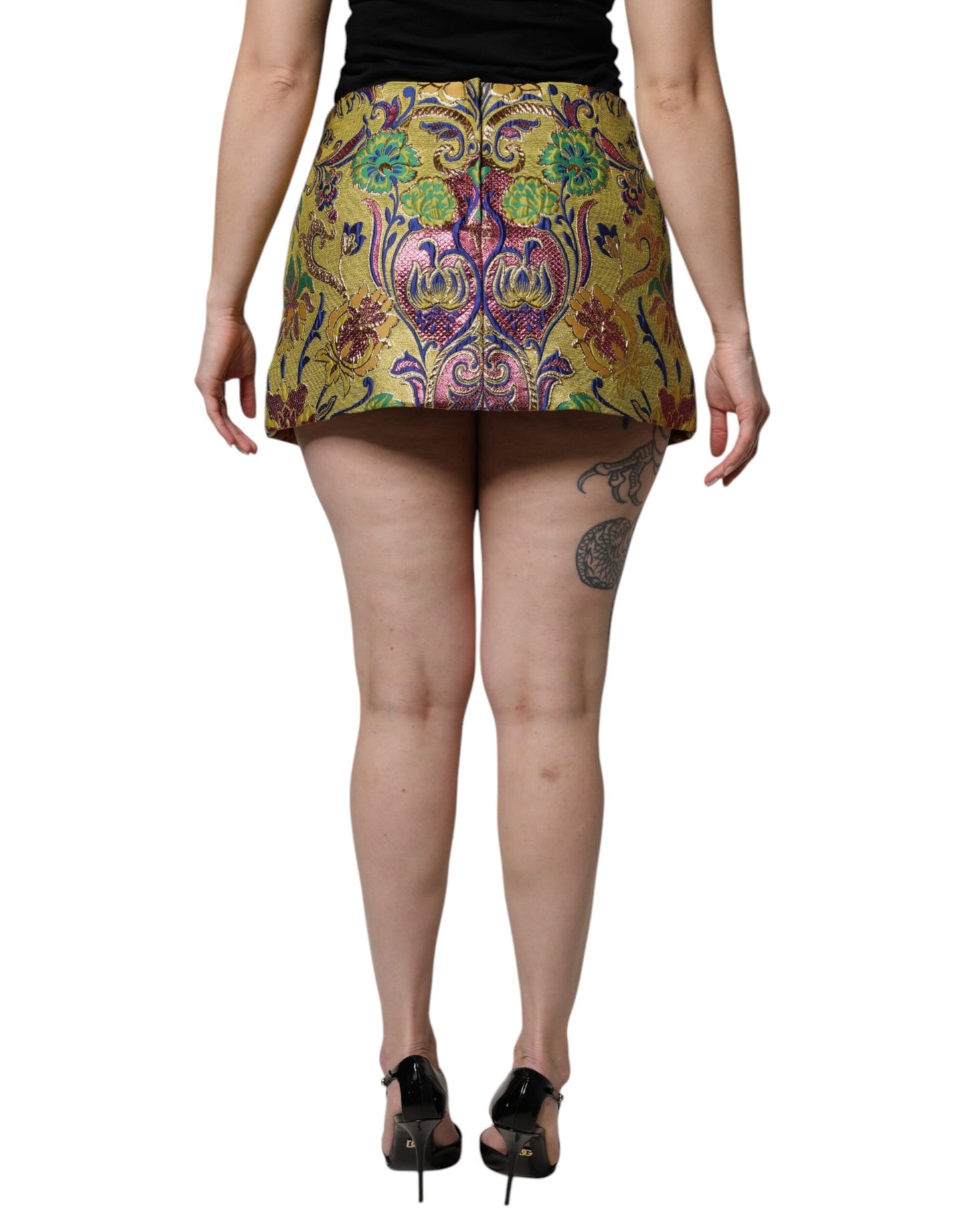 Minifalda de cintura media con jacquard floral multicolor de Dolce & Gabbana