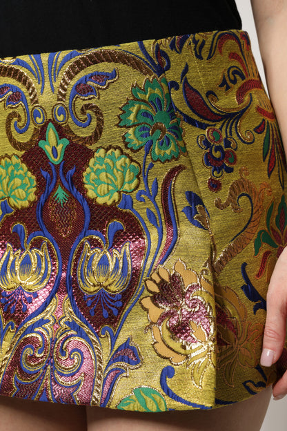 Minifalda de cintura media con jacquard floral multicolor de Dolce & Gabbana