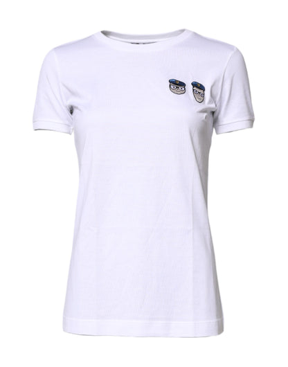 T-shirt en coton à col rond Dolce & Gabbana blanc #DGFamily