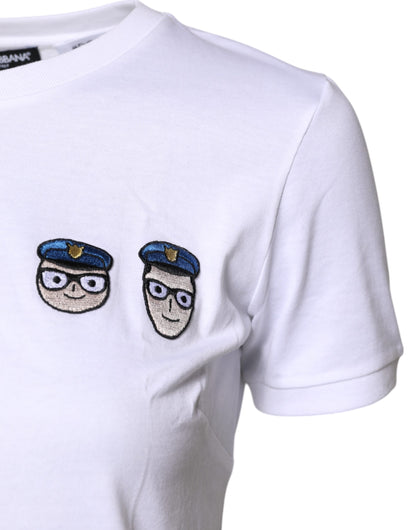 T-shirt en coton à col rond Dolce & Gabbana blanc #DGFamily