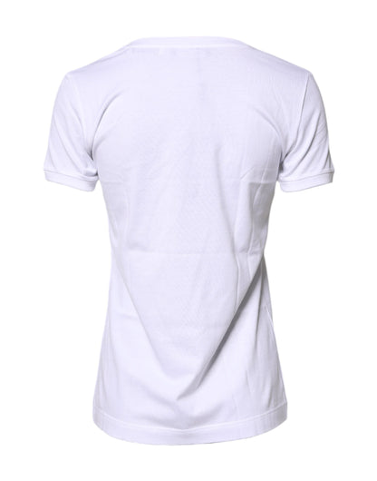 T-shirt en coton à col rond Dolce & Gabbana blanc #DGFamily