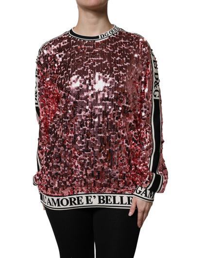 Pull rose en maille à sequins Dolce & Gabbana DG Queen