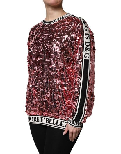 Pull rose en maille à sequins Dolce & Gabbana DG Queen