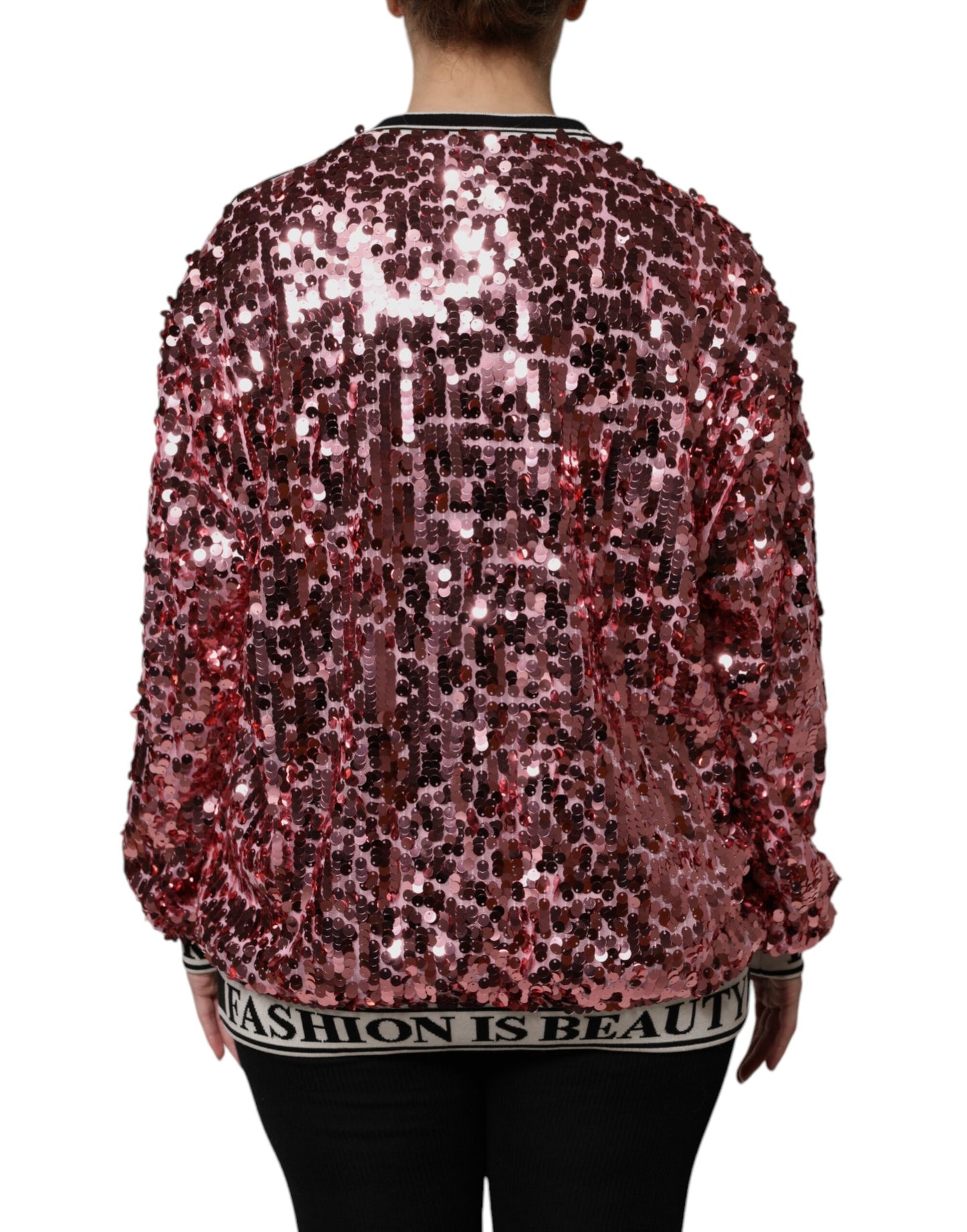 Pull rose en maille à sequins Dolce & Gabbana DG Queen